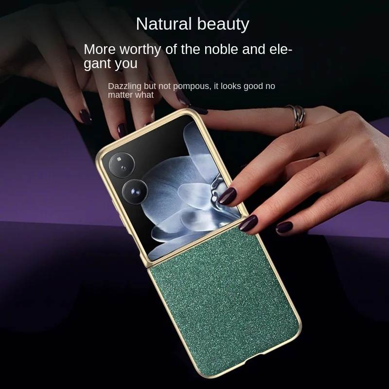 Funda de cuero duro con purpurina para Xiaomi MIX Flip, cubierta elegante de lujo, plegable, delgada, a prueba de golpes - imagen 4