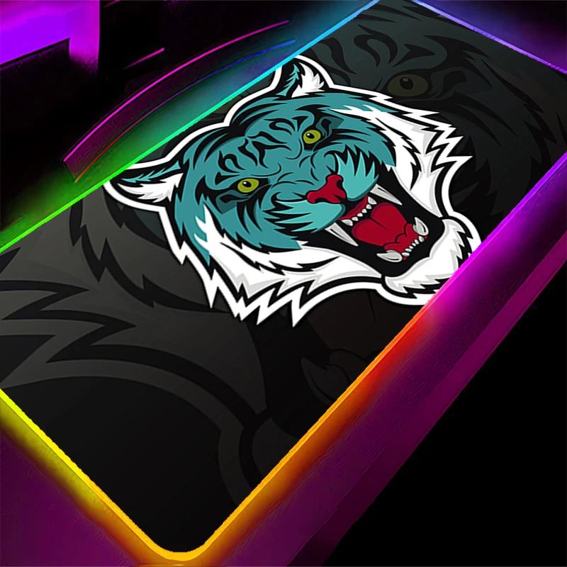 Alfombrilla de ratón LED RGB, alfombrilla de ratón de goma con patrón de dibujos animados, alfombrilla de juego, accesorios para PC, alfombrilla de escritorio, alfombrilla antideslizante para teclado de tigre de oficina - imagen 5