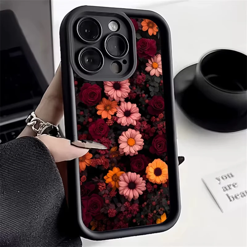 Funda de teléfono Vintage con flores de arte rosa para Samsung Galaxy S25 S24 S23 S22 S21 Ultra Plus S20 FE A55 A54 A35 A15 funda suave de silicona - imagen 2