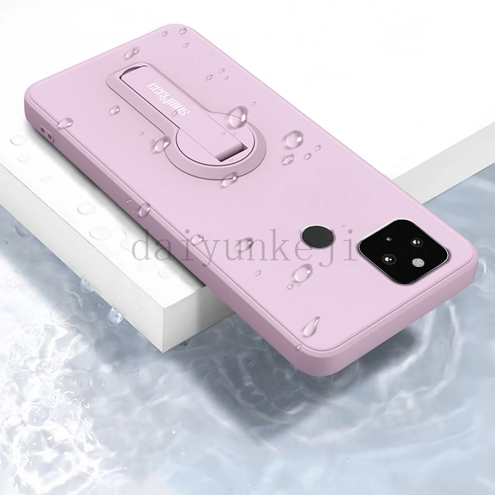 Funda de silicona líquida para Google Pixel 5 4 3 Pixel 5A 4A 3A XL 4G 5G, Funda suave para teléfono con soporte, Funda con cordón - imagen 5