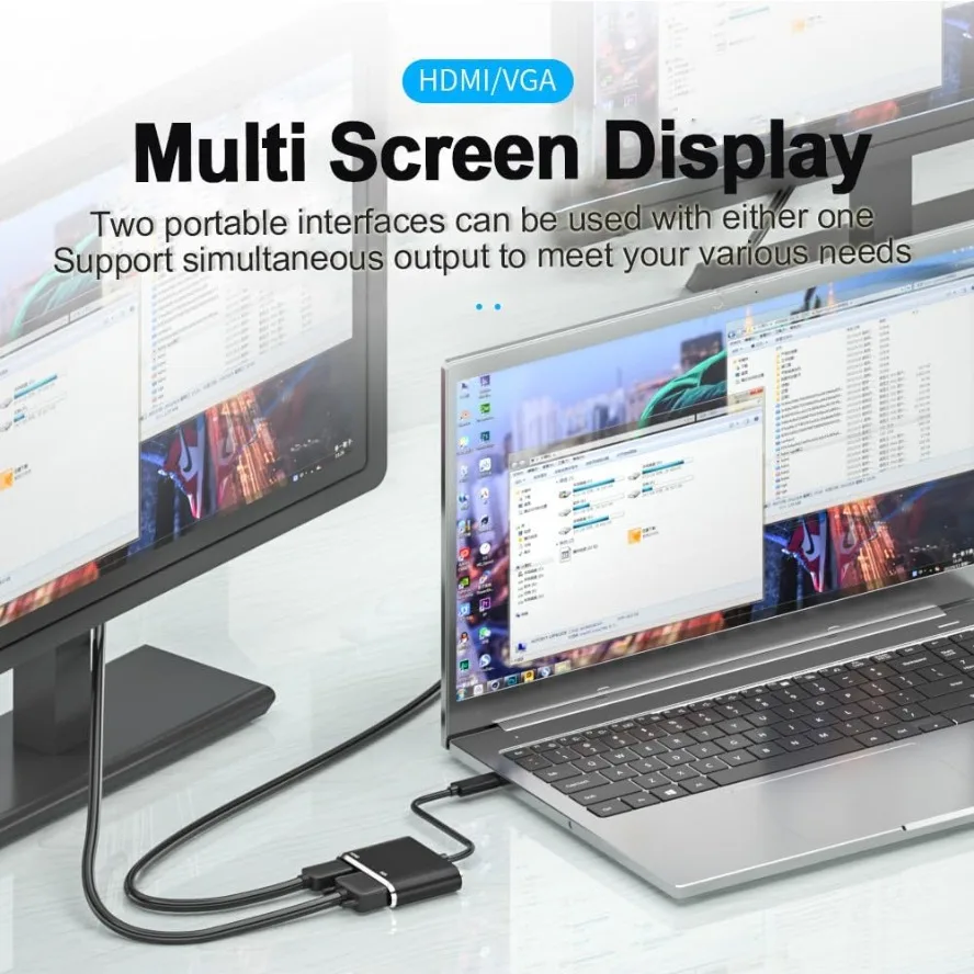 Divisor adaptador 2 en 1 HDMI a HDMI/VGA 1080P con convertidor de Audio de 3,5mm para ordenador de escritorio portátil PC Monitor proyector HDTV - imagen 3