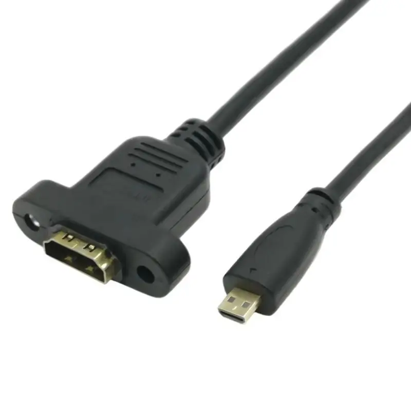 Conector de extensión hembra Compatible con Micro HDMI, 30cm, macho a Mini HDMI, bloqueo de tornillo, montaje en Panel, Cable de cámara HD AV