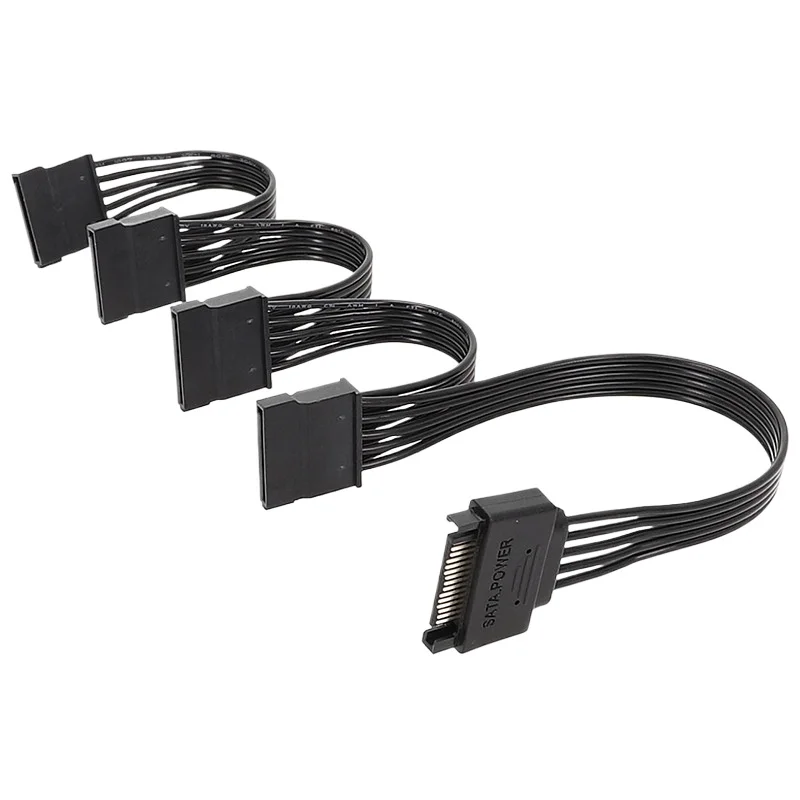 Fuente de alimentación plana SATA 15Pin 1 a 3 4 5 SATA Cable de alimentación para disco duro Expansión PC Hardware Cables adaptadores de extensión