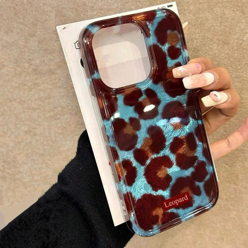 Funda de teléfono para iPhone 17 16 15 14 13 11 12 Pro Max Air XS 16E Plus SE2 coreano lindo estampado de leopardo gradiente Patern encantadora cubierta - imagen 2
