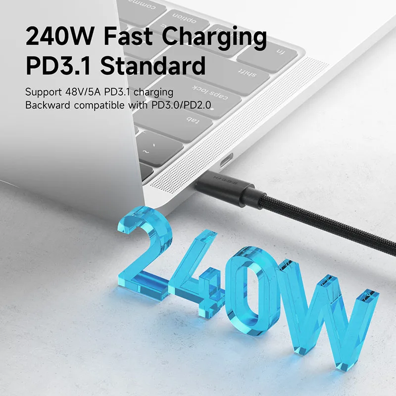 Hagibis Cable USB4 enchufe Vertical USB C a USB C Cable corto 80Gbps 240W PD3.1 8K Cable para Thunderbolt 4/5 Mac mini M4 Mac Studio - imagen 4