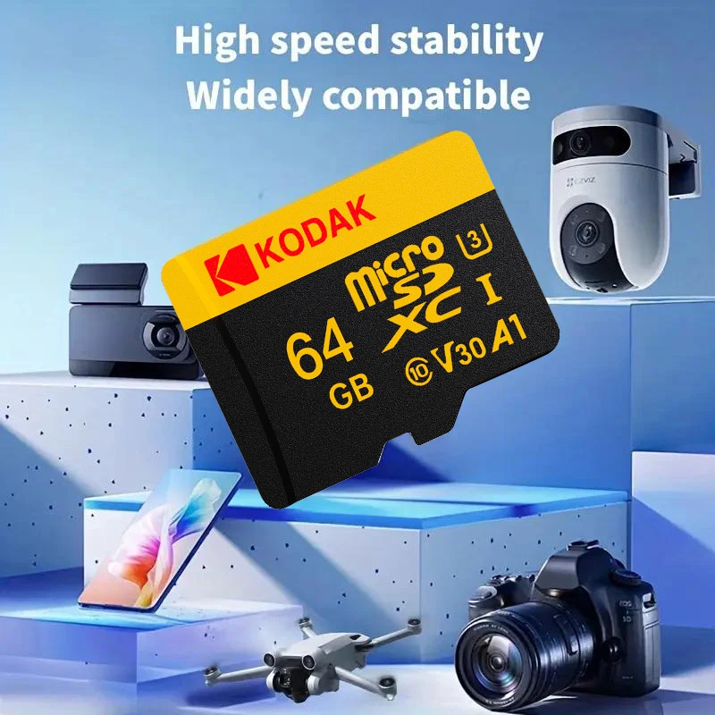 Tarjeta Kodak Micro SDXC Alta velocidad 32G 64G 128G Class10 4K U3 V30 UHS-I Tarjeta de memoria para teléfonos inteligentes Cámaras Drones con adaptador - imagen 5