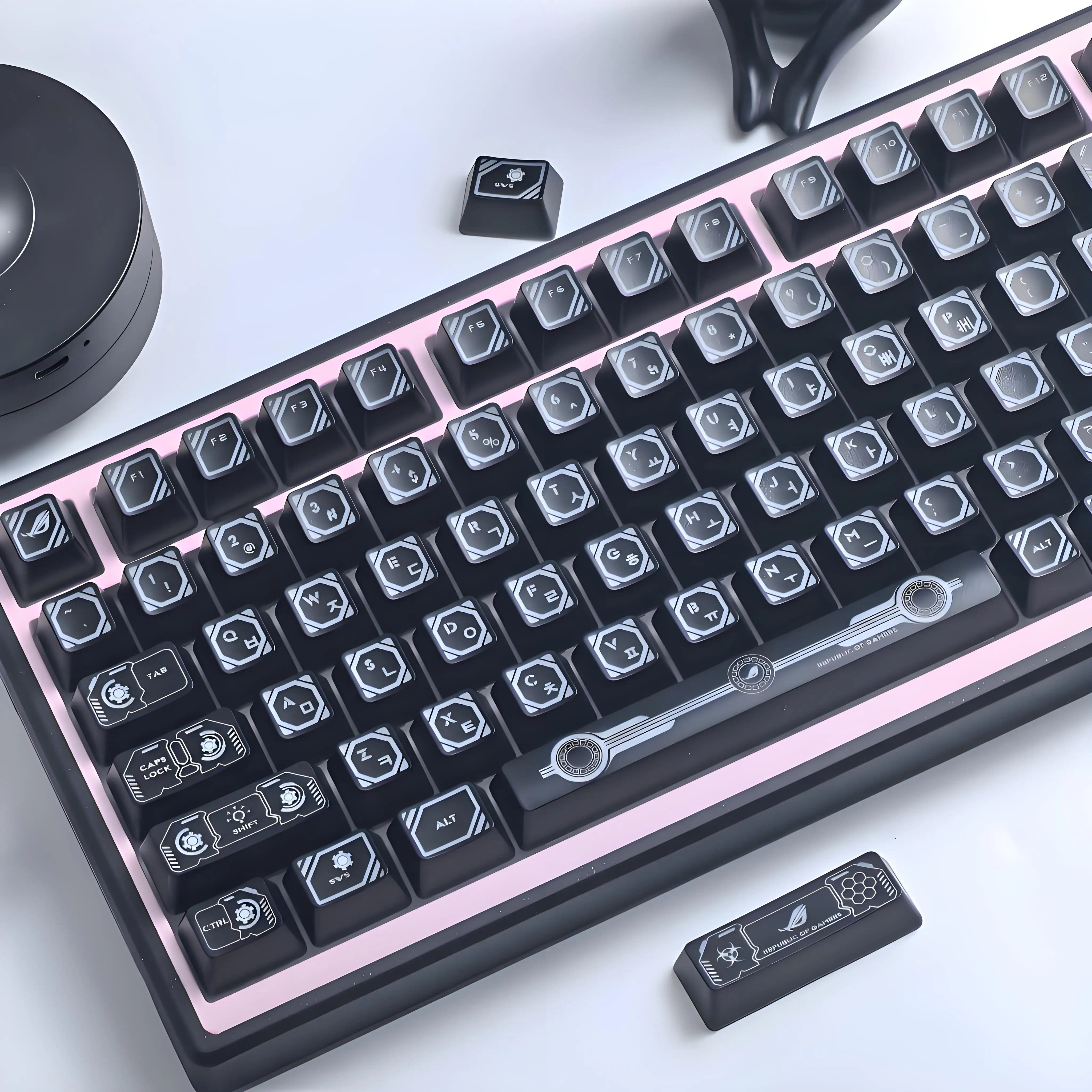 Proyecto de fuente de teclas coreano, Abs negro translúcido para juegos, 126 teclas para teclas de teclado personalizadas AulaF75 Ajazz