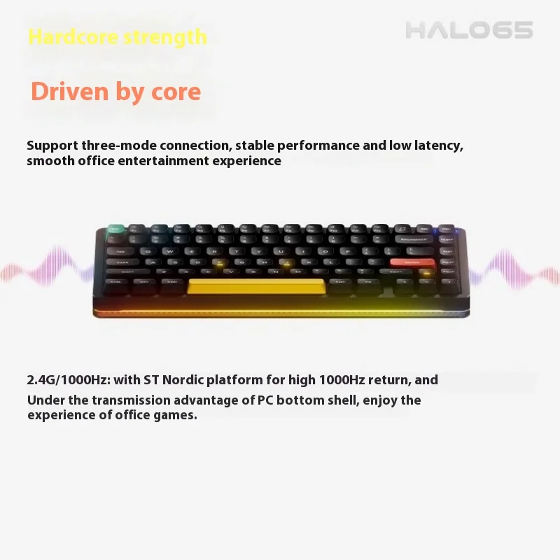 Teclado mecánico Nuphy Halo65 V2 inalámbrico Bluetooth personalizado 65% para juegos de PC soporte ergonómico a través de junta RGB/QMK intercambiable en caliente - imagen 5