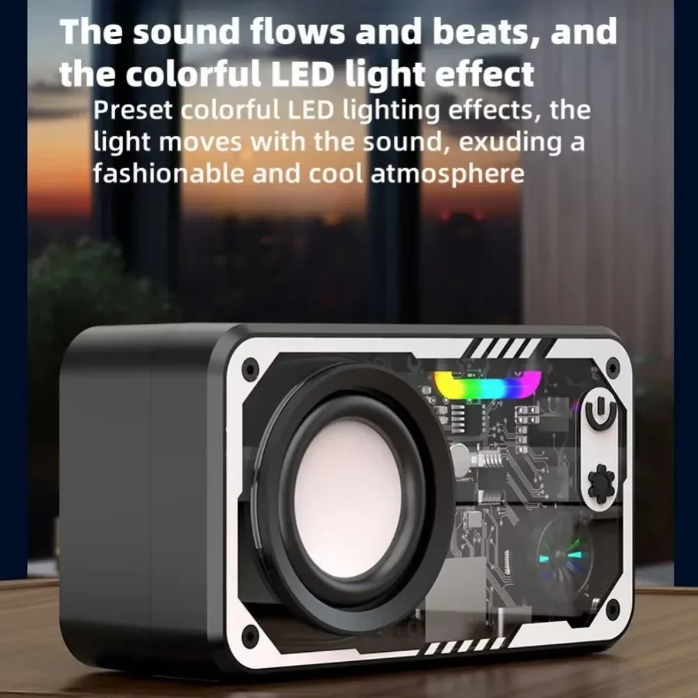 Altavoz inalámbrico portátil Mini altavoz estéreo de viaje transparente Mecha Bluetooth diafragma de doble bajo Subwoofer RGB LED altavoz - imagen 2