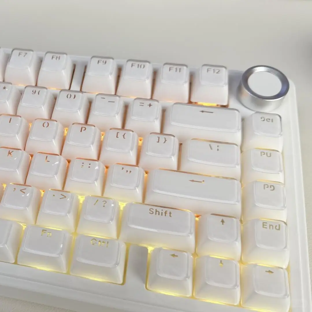136 teclas blanco translúcido claro brillo a través de teclas ABS perfil ASA Jello Crystal PC teclas para interruptores MX teclado para juegos - imagen 3