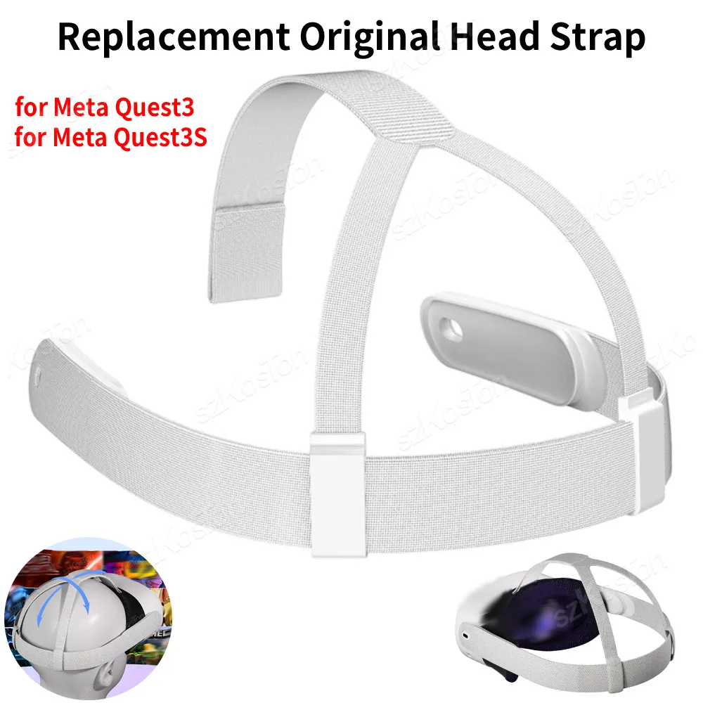Correa de cabeza Original de repuesto para auriculares Meta Quest 3 / 3S VR con tapas de agarre para pulgar de controlador para accesorios Meta Quest 3