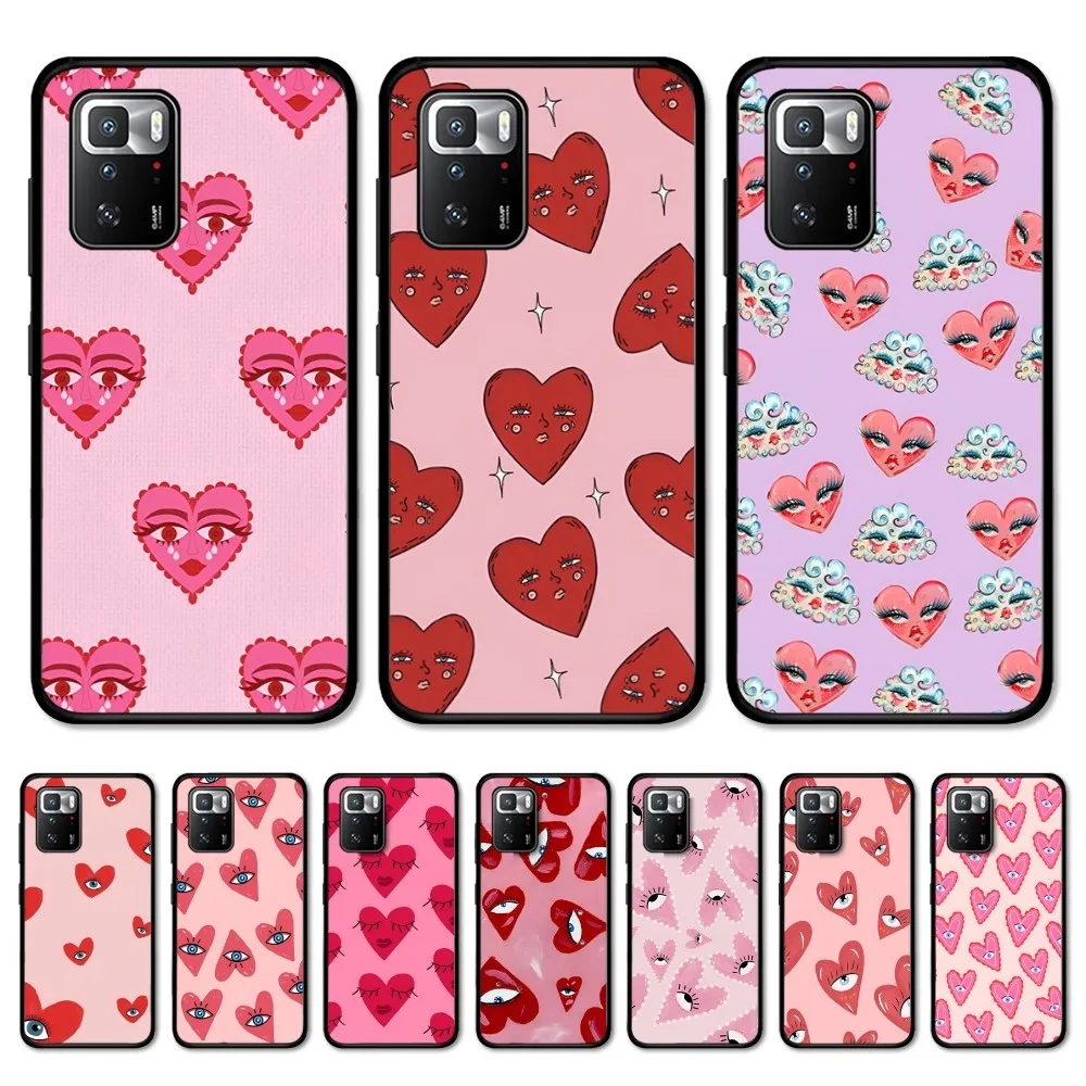 Funda de teléfono Love Eyes Pink para Redmi Note 4X5 A 6 7 8 T 9 9S 10 11 11S 11Epro Poco M3 Pro
