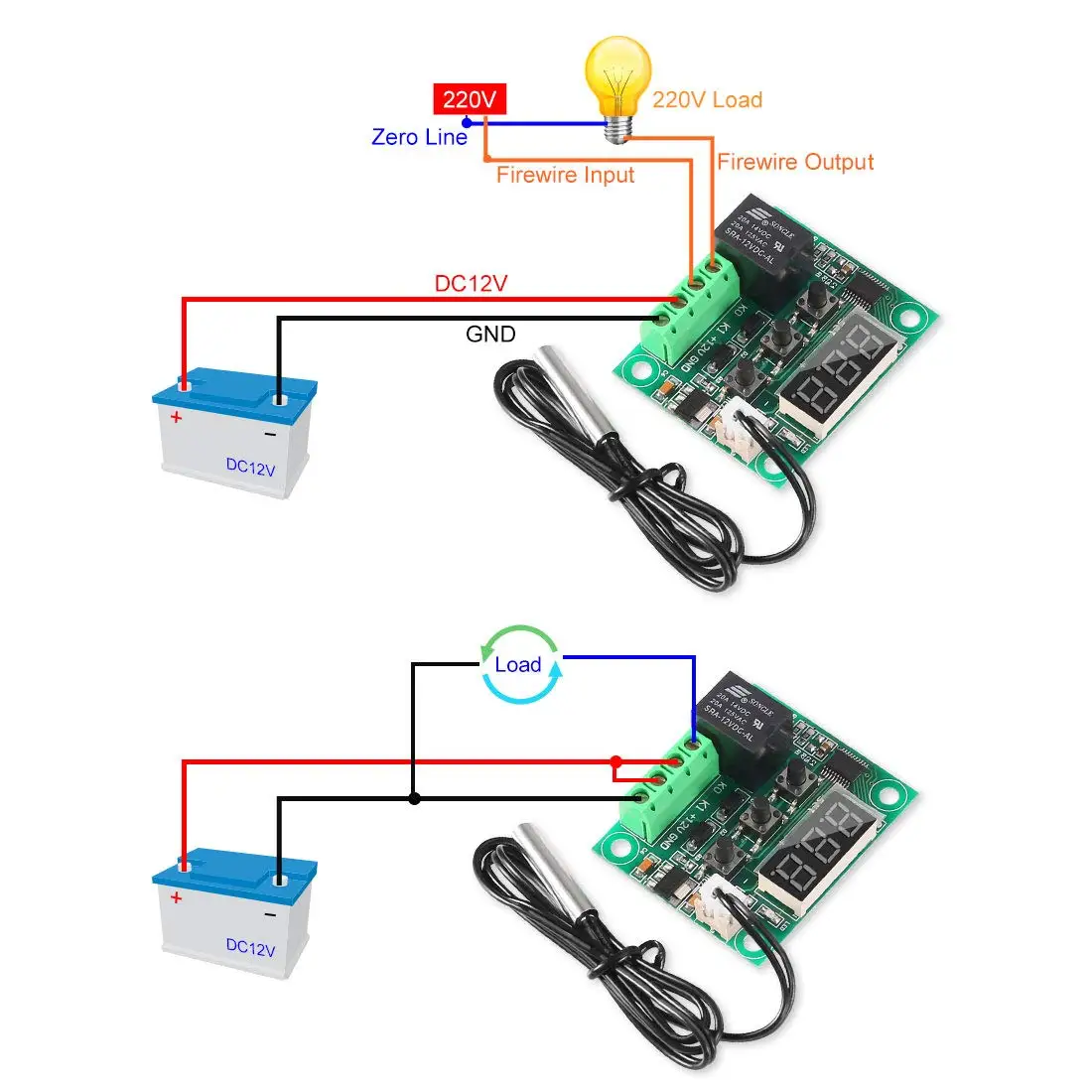 W1209 DC 12V termostato Digital frío y calor controlador de temperatura termostato en miniatura Panel de interruptor de Control de temperatura - imagen 3