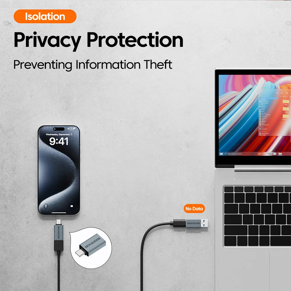 Bloqueador de datos USB, antitatería, solo carga, prácticos bloqueadores de sincronización de datos, defensores USB para carga de viaje, fugas de privacidad - imagen 3