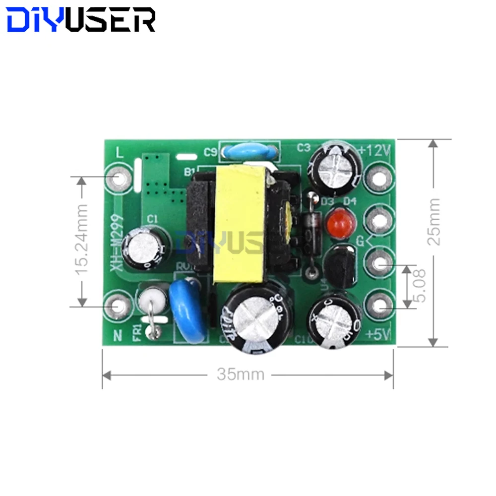 Módulo de fuente de alimentación AC-DC, convertidor aislado de salida Dual de 110V-220V a 5V 12V, 100mA, 500mA para proyectos Arduino DIY - imagen 2