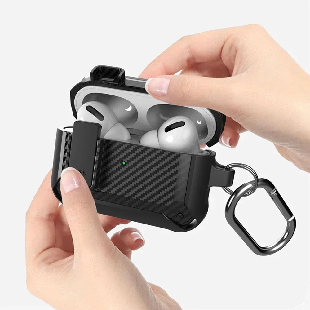 Cubierta de interruptor para Airpods Pro 2, funda protectora de TPU para PC para Apple AirPods 3 1, accesorios para auriculares, patrón de fibra de carbono