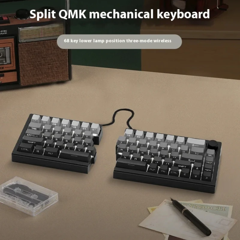 Teclado dividido ST68, Teclado mecánico inalámbrico Bluetooth de 3 modos de intercambio en caliente QMK/VIA, Teclado mecánico para juegos RGB personalizado
