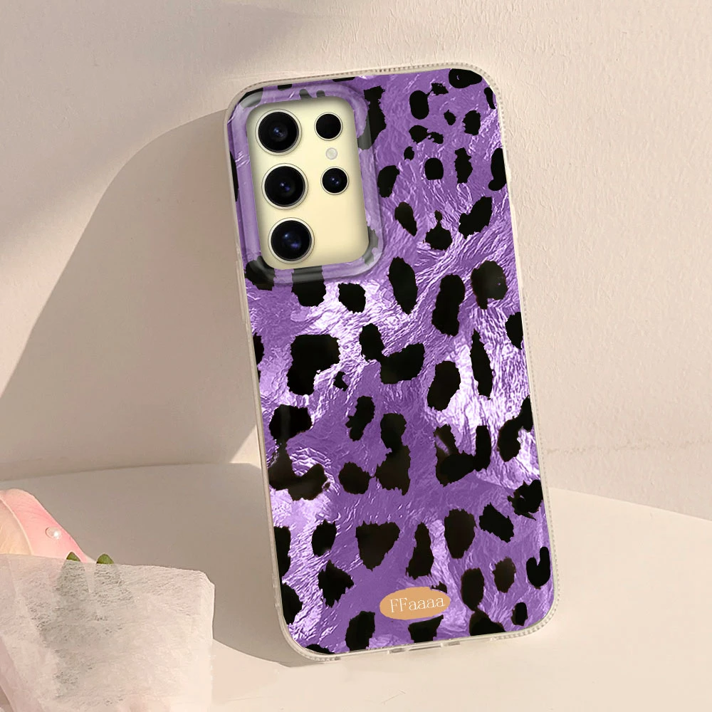  ﻿ Funda de teléfono con estampado de leopardo negro INS para mujer y niña, funda de silicona Ultra para Samsung Galaxy S25 S24 S23 S22 S21 S20 FE Plus - imagen 5