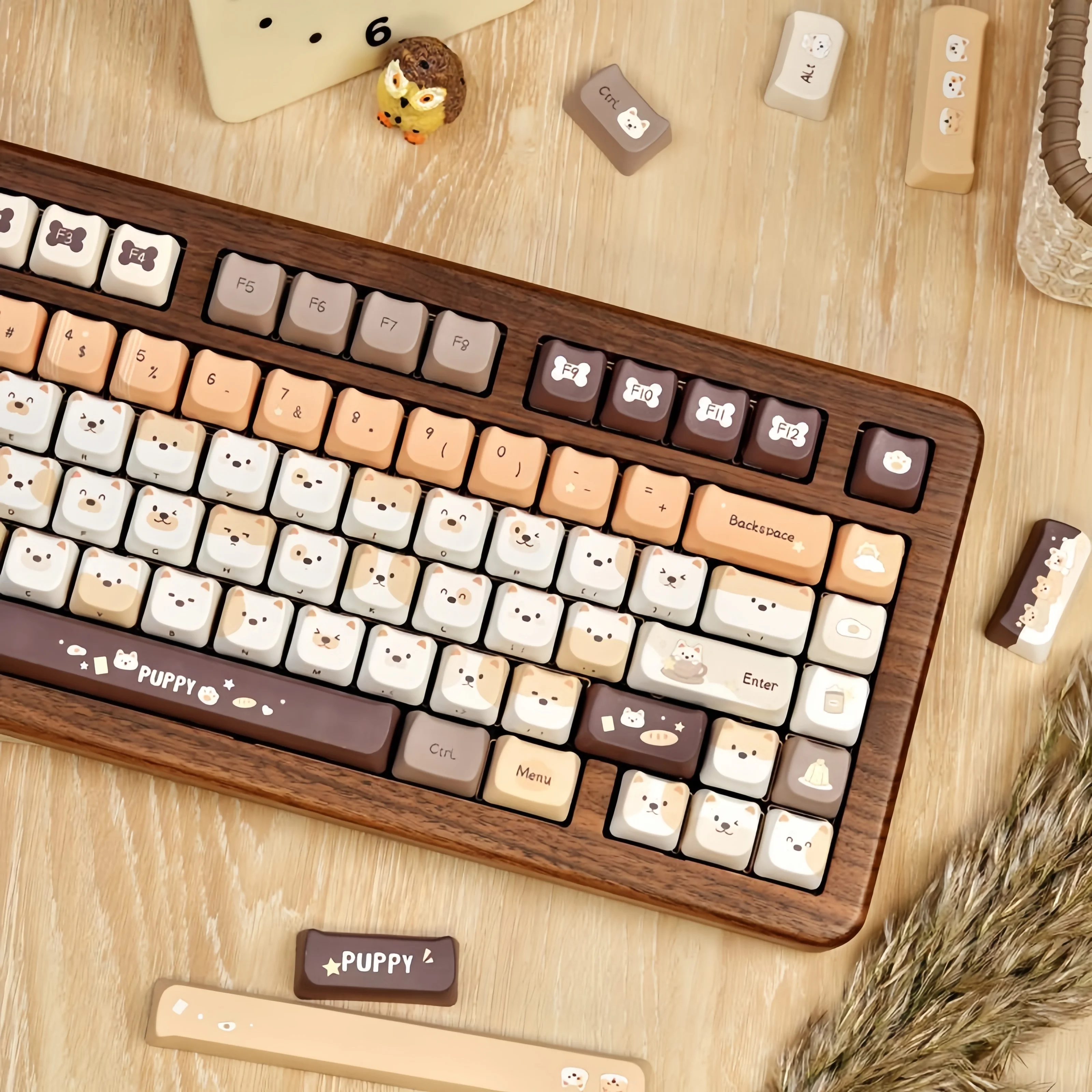 Lindo cachorro MAO perfil personalizado Keycap 130 teclas conjunto cinco teclas PBT de sublimación de tinte lateral para teclado mecánico MX Switch - imagen 3