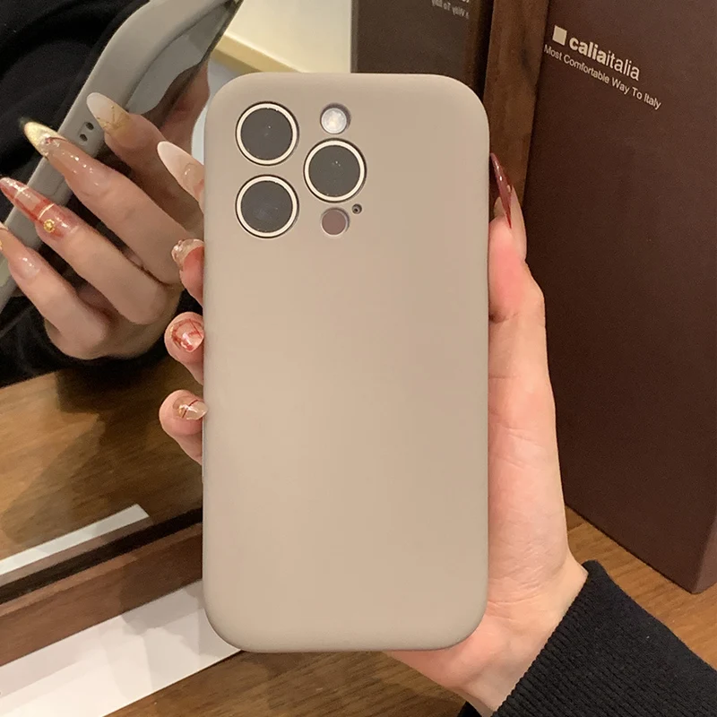 Funda de teléfono Original con forma de jabón suave de silicona líquida mate para iPhone 16 15 14 Plus 13 12 Pro Max 11 cubierta lisa a prueba de golpes - imagen 3