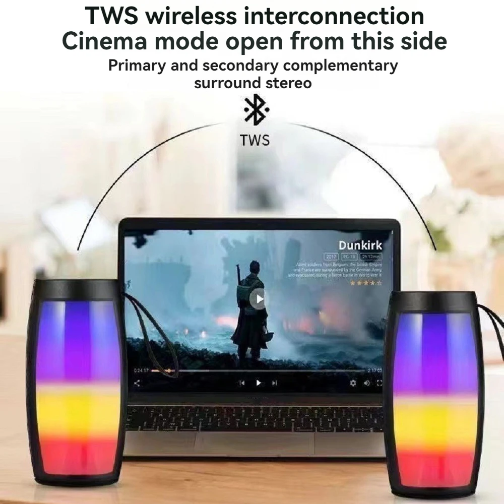 Altavoz Bluetooth inalámbrico portátil, luz LED RGB de 1500MAH, altavoz estéreo con subwoofer para exteriores, altavoz impactante de alto volumen para el hogar - imagen 4