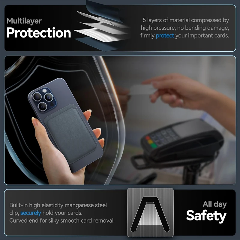 Funda con tarjetero de cuero magnético FineWoven para Magsafe IPhone 15 Pro Max 16 Plus, accesorios de cubierta segura para Mac de tejido fino - imagen 2