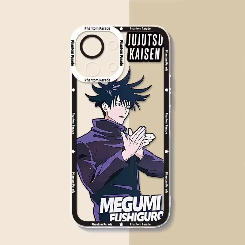 Funda de teléfono de silicona suave para iPhone 16 Pro Max 15 14 Plus 13 12 11 Pro XR XS X 8 7 SE 2020 Anime Jujutsu Kaisen cubierta trasera transparente - imagen 3