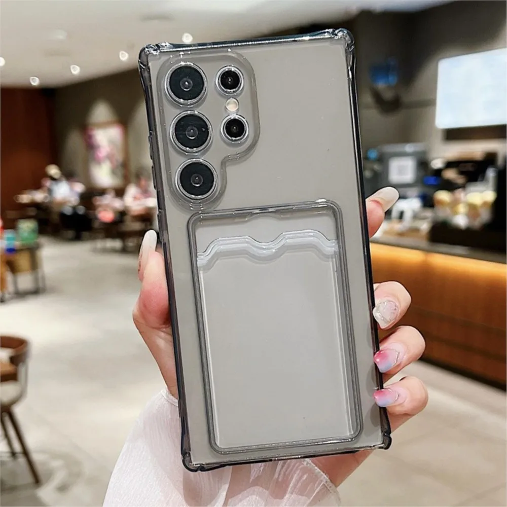 Funda transparente original con tarjetero para Samsung Galaxy S21 S22 S23 S24 Fe Plus S25 Ultra, funda de silicona a prueba de golpes - imagen 3