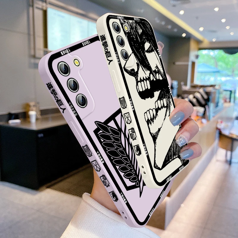 Funda de teléfono con logotipo de Anime Attack On Titan para Samsung Galaxy S24, S23, S22, S21, S20 Pro FE Plus, funda de cuerda izquierda Ultra líquida - imagen 4