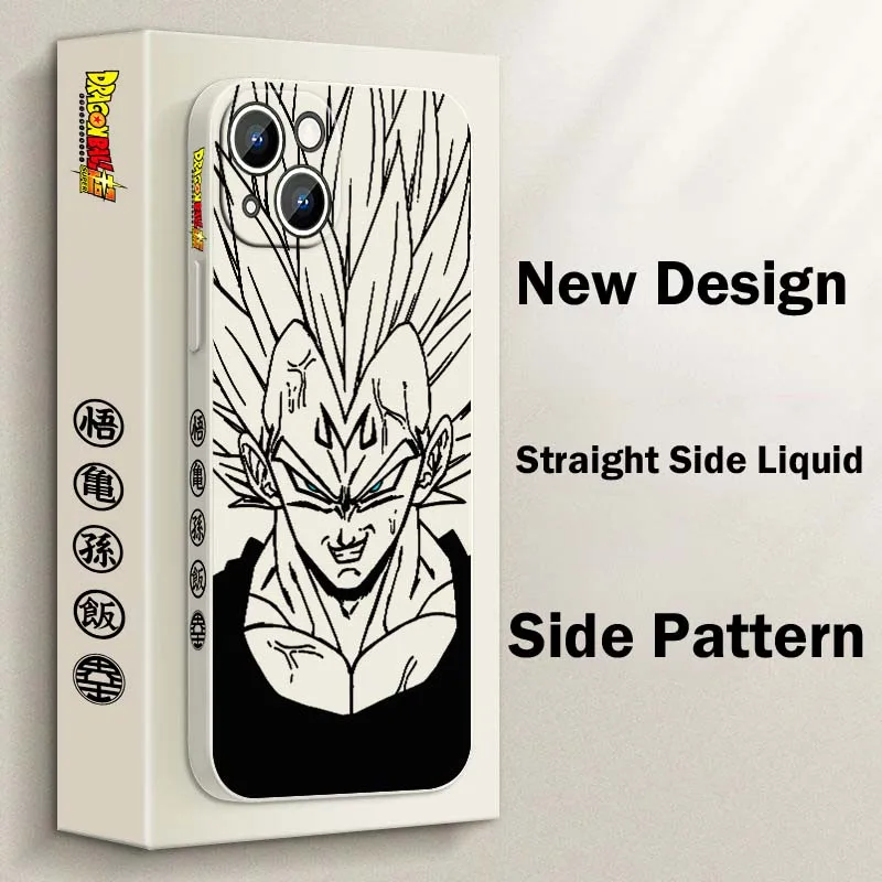 D-Dragon Ball Cool Vegeta Anime para Apple iPhone 17 16 15 14 13 12 11 Air Mini Plus Pro Max cubierta de la caja del teléfono de la cuerda izquierda líquida - imagen 3