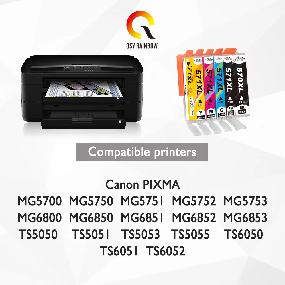 Cartucho de tinta QSYRAINBOW PGI 570 CLI 571 para impresora Canon 570XL 571XL Compatible con PIXMA MG7750 MG7751 MG7752 MG7753 TS8050 8051 - imagen 3