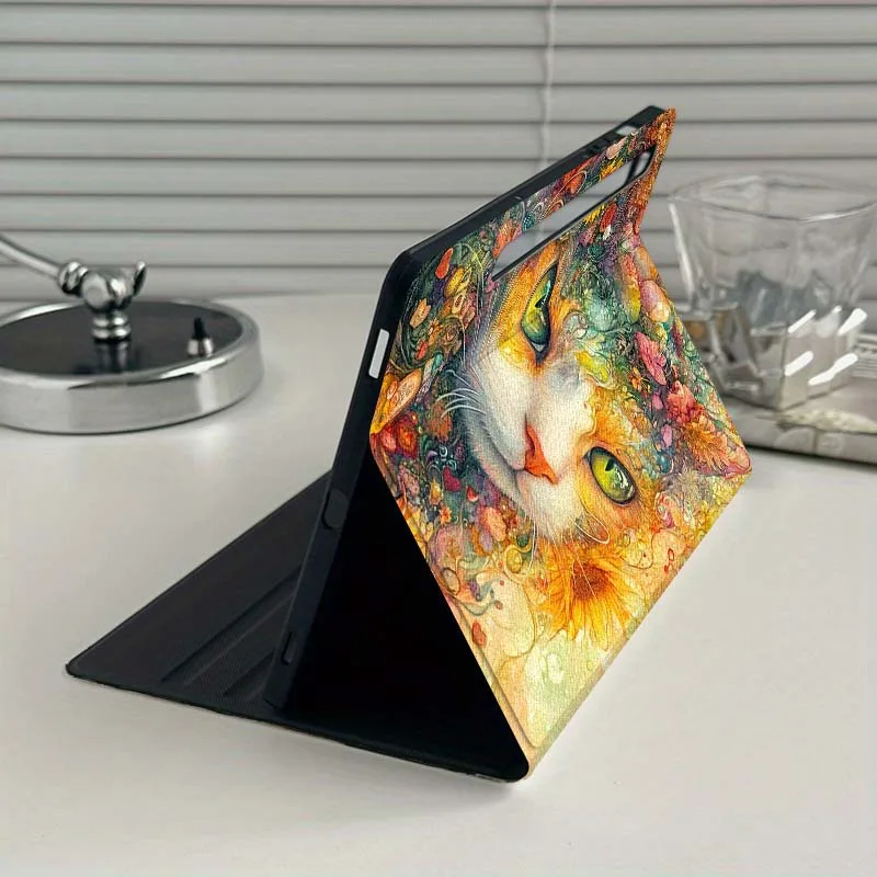 Hermosa flor gato arte para Samsung Galaxy Tab S9 S10 S6 S7 S8 FE Plus Lite pulgadas funda plegable para tableta - imagen 3