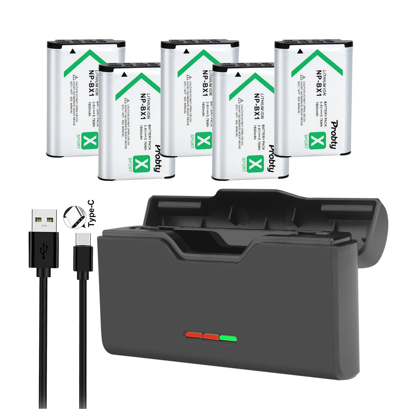 Batería NPBX1 NP-BX1 de 1600mAh con caja de cargador para Sony ZV-1 HX300 HX400 HX50 HX60 GWP88 AS15 WX350 DSC RX1 RX100 AS100V