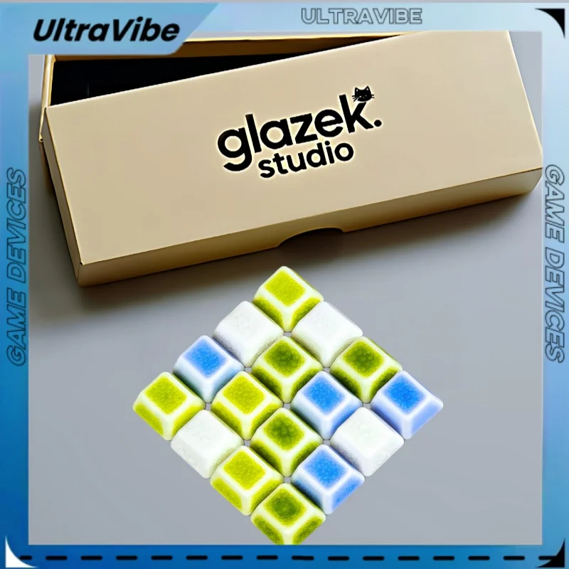 Teclas de cerámica multicolores WASD, 4 Uds., versión cereza agrietada, grabado, teclado mecánico, accesorios de ordenador y oficina