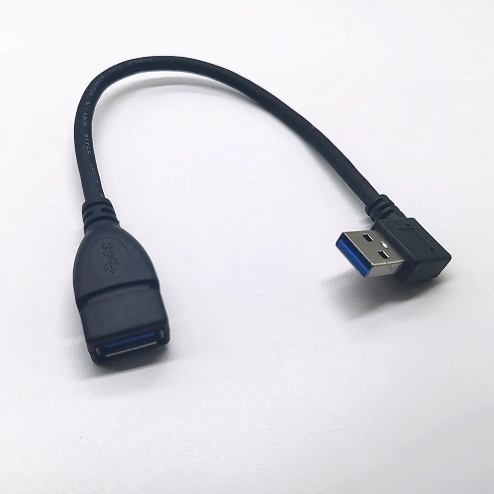 Cable de extensión USB 3,0 macho a hembra, adaptador de ángulo recto de 90 grados, arriba/abajo/izquierda/derecha, Cabo USB 0,2 M