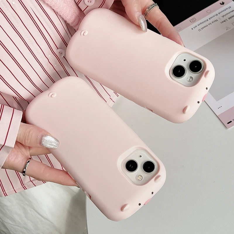 Funda de silicona suave con diseño de cerdo rosa 3D para iPhone 16 17 Pro Max 15 14 13 12 Pro Max, funda de teléfono con cerdito de dibujos animados - imagen 5