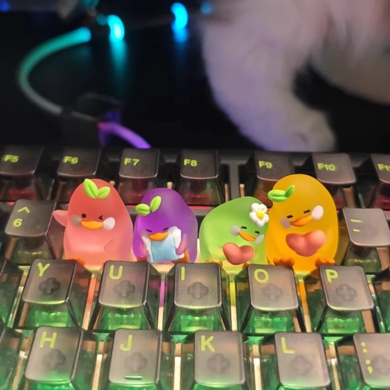 Jelly Duckling Keycaps Cuostomized resina lindo transparente diseño Original personalidad ESC Keycap dibujos animados Anime punto Key Caps