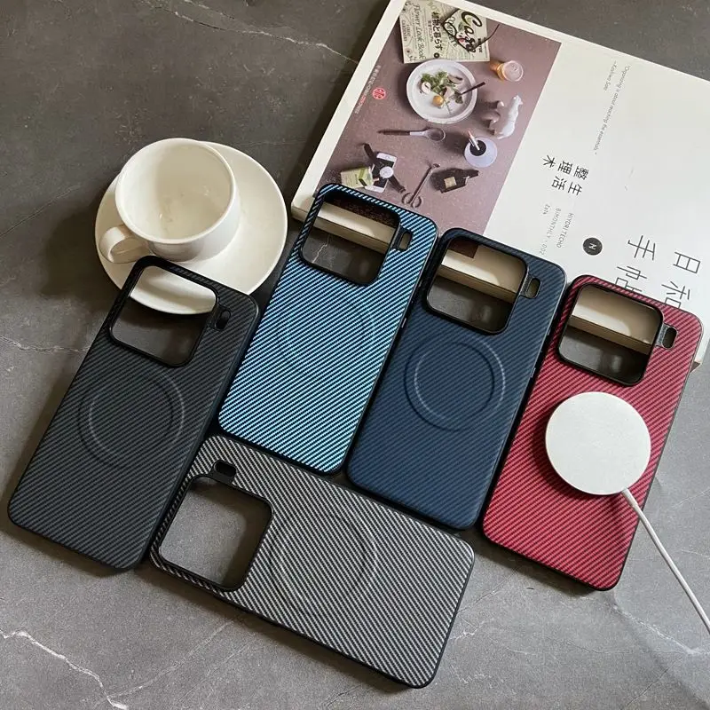 Para Xiaomi Mi 15 Pro funda de silicona suave de fibra de carbono funda protectora trasera magnética para Xiaomi Mi 14T Pro Mi 14 Ultra Shell - imagen 2