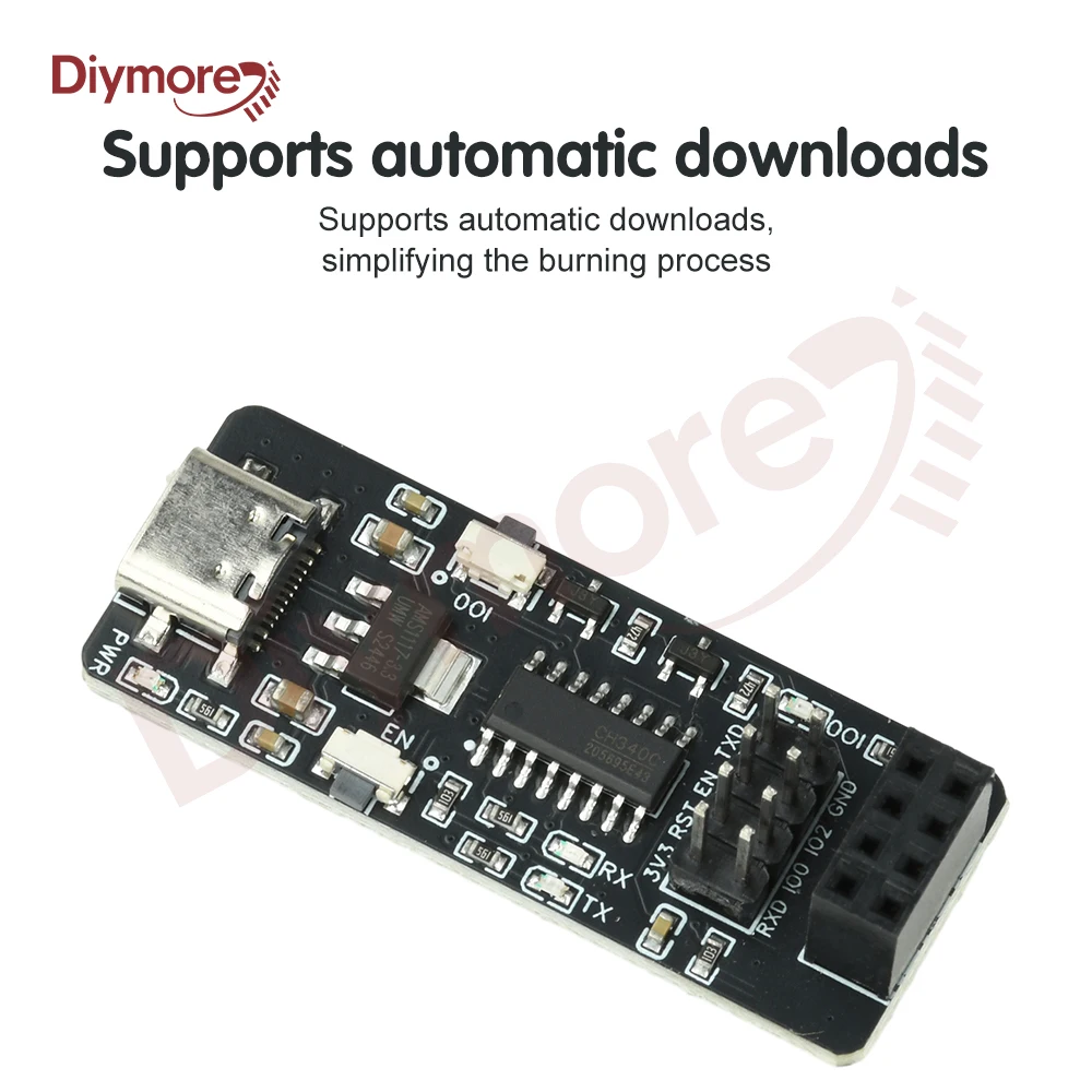 Módulo de transmisión transparente inalámbrico CH340 ESP-01/01S ESP8266 puerto serie a placa adaptadora de módulo Wifi tipo C