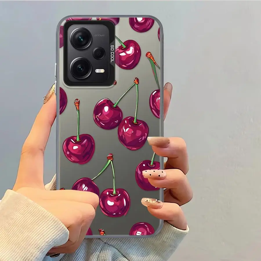 Funda trasera de teléfono para Xiaomi Mi 11 Lite 13T 12T Pro patrón de cereza de dibujos animados - imagen 4