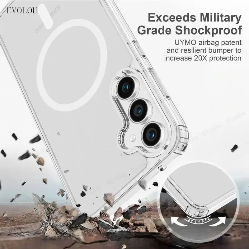 Funda acrílica transparente para Samsung Galaxy A55 A35 5G A15, funda magnética para carga inalámbrica Magsafe para A 15 35 56 16 - imagen 5