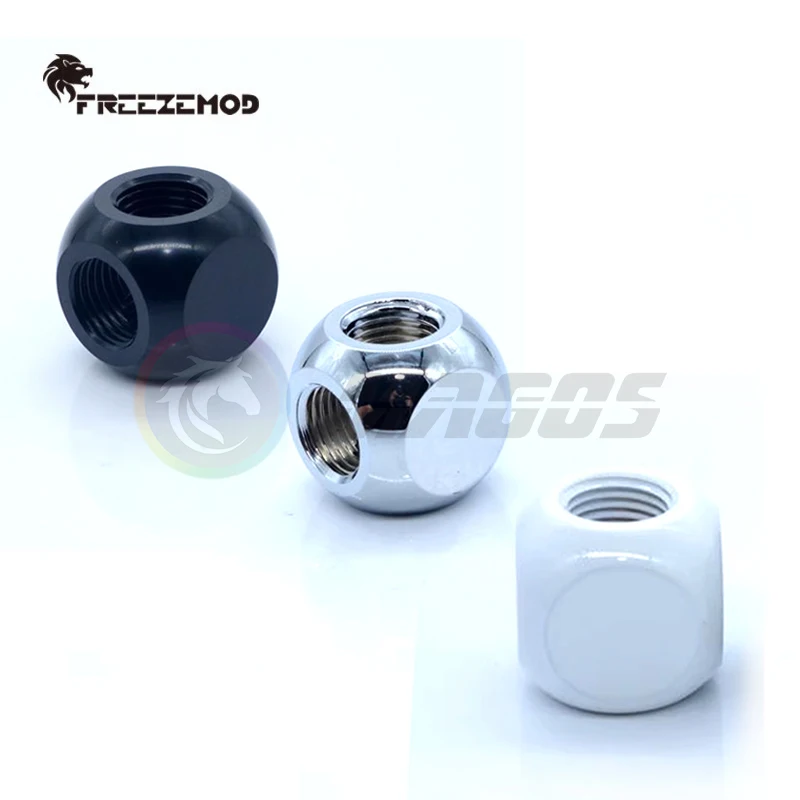 HDTD-3STB Accesorio de bola en forma de T en forma de T con forma de cubo multicanal, rosca interior G1/4 3X, plateado/negro/blanco, - imagen 3