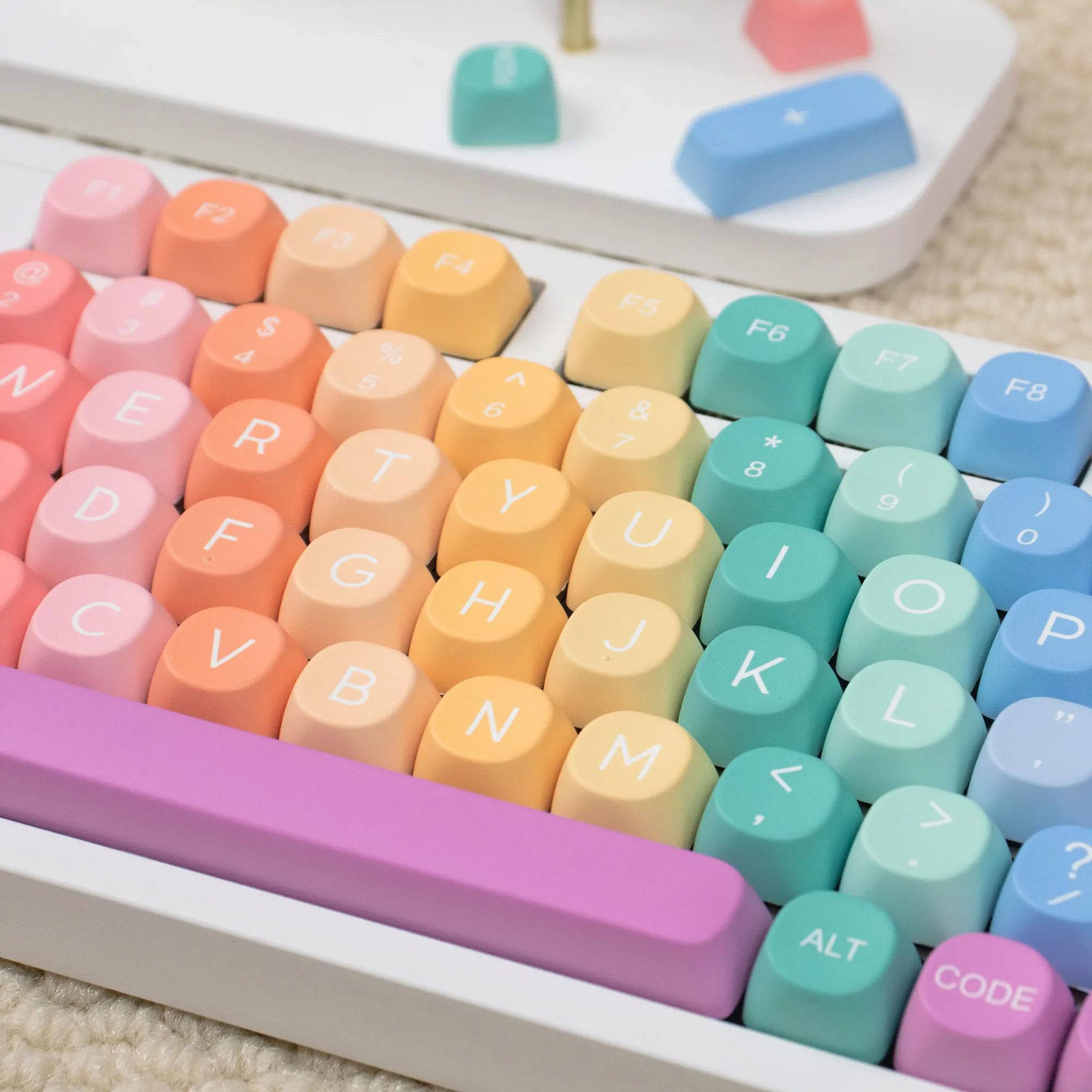 Rainbow MOA Keycaps 126 Keys Cute Candy Colorful Custom PBT Keycaps Dye-Sublimation Keycaps For Mechanical Keyboards - imagen 4