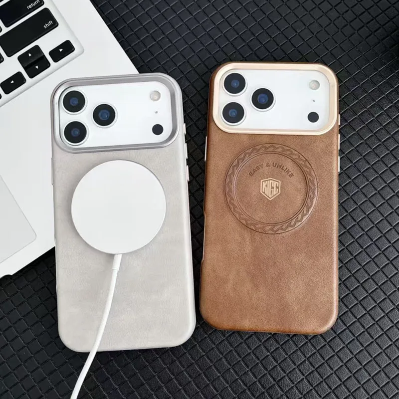 Para iPhone 16 17 Pro Max funda magnética KIGC alta calidad Calssic PU cuero duro PC succión teléfono cubierta - imagen 2