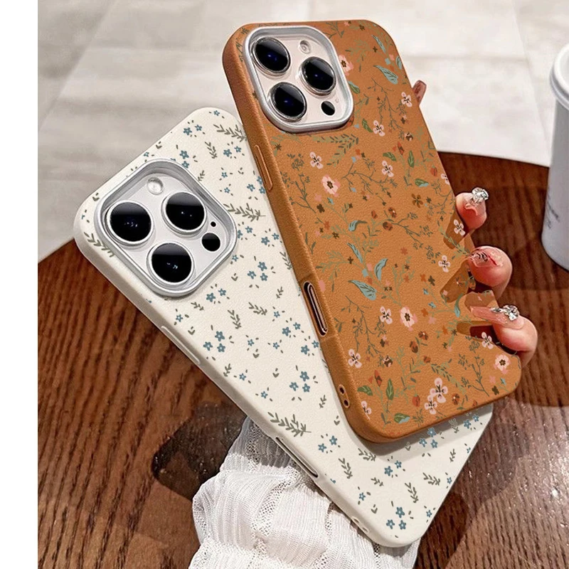 Funda de teléfono con patrón de lichi de flor pequeña para iPhone 17 16 Pro Max 15 14 13 12 11 XS X XR 7 8 Plus SE2 16E cubierta de parachoques a prueba de golpes - imagen 2