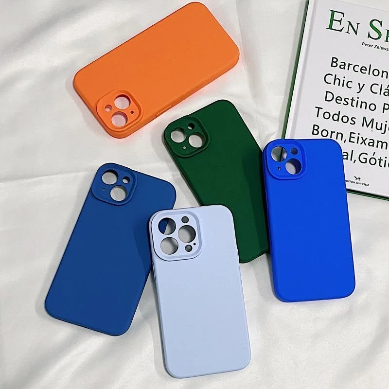 Funda de teléfono para Iphone 14 Plus 13 12 Mini 11 Pro Max Xs X Xr 7 8 Color caramelo cuadrado silicona líquida Protector suave contraportada - imagen 4