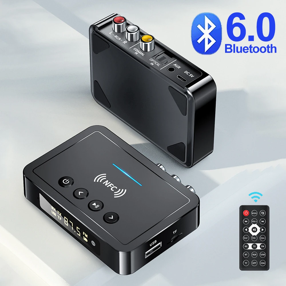 Transmisor receptor Bluetooth 6,0 FM estéreo AUX 3,5mm Jack RCA óptico llamada con manos libres NFC adaptador de Audio inalámbrico TV altavoz de coche - imagen 2
