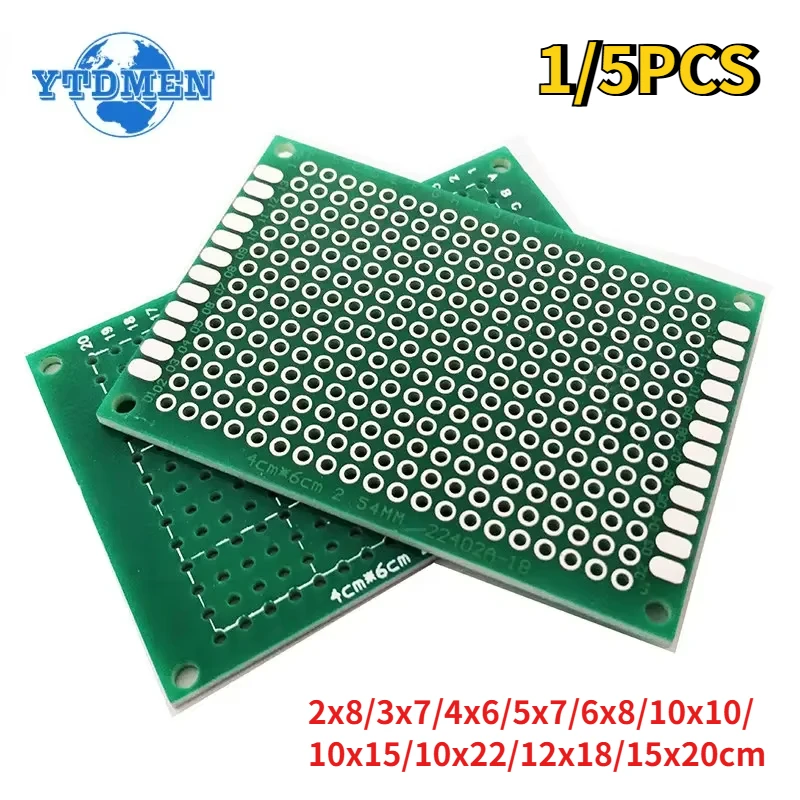 1/5 Uds prototipo PCB Universal placa de un solo lado 15x20 12x18 10x15 2x8 4x6 5x7 6x8cm placas de circuito para proyecto de soldadura DIY