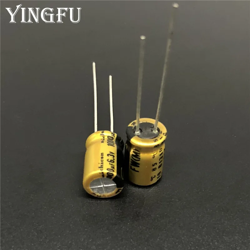 NICHICON FW Series, condensador electrolítico de aluminio, Audio HiFi, 10 piezas/100 piezas, 1000 uF, 6,3 V, 8x11,5mm, 6.3V1000uF, 6.3V1000 uF, bricolaje - imagen 2
