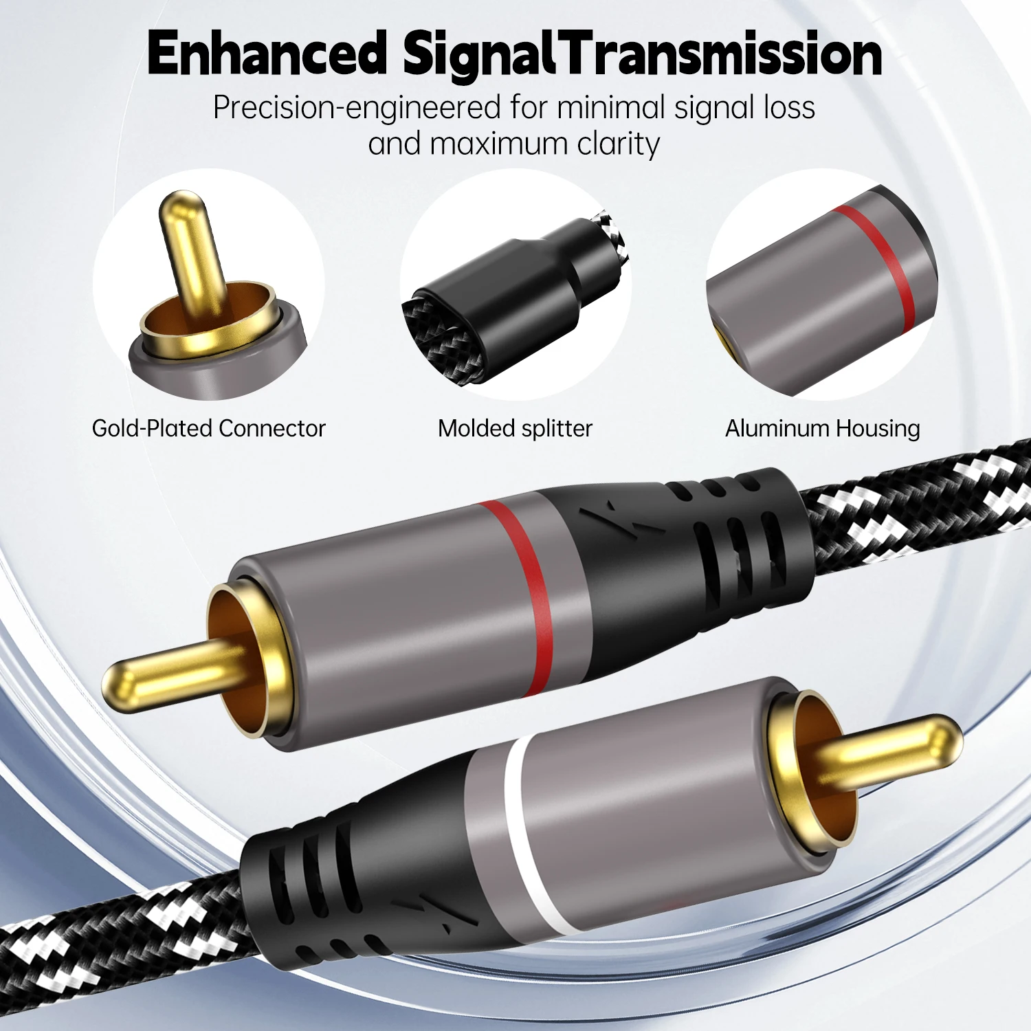 Cable RCA estéreo HIFI, Cable de Audio 2RCA a RCA, Cables Aux macho a macho para cine en casa, HDTV, DVD, altavoz, amplificador de potencia - imagen 5